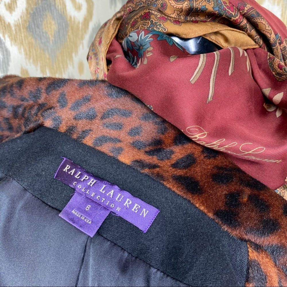 Vtg Ralph Lauren Fall 08 Collection Black Cashmere Leopard Print Cocktail Jacket - Picture 3 of 16